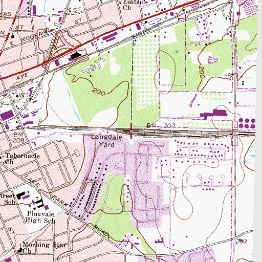 Topographic Map of Langdale Yard, GA