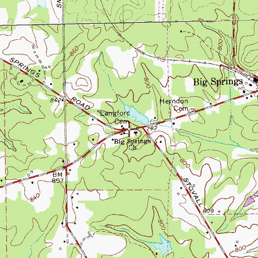 Topographic Map of Langford Cemetery, GA