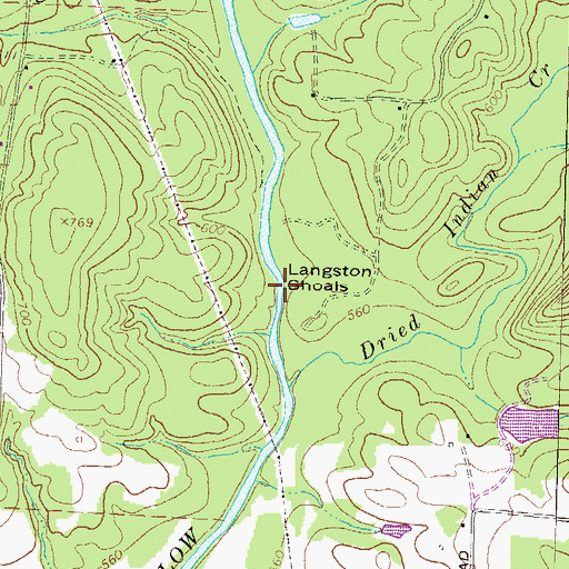 Topographic Map of Langston Shoals, GA
