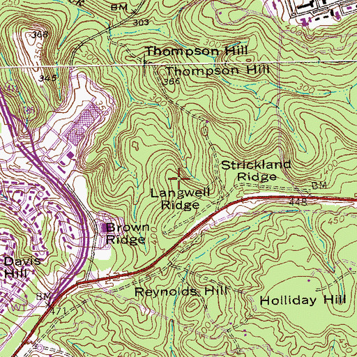 Topographic Map of Langwell Ridge, GA