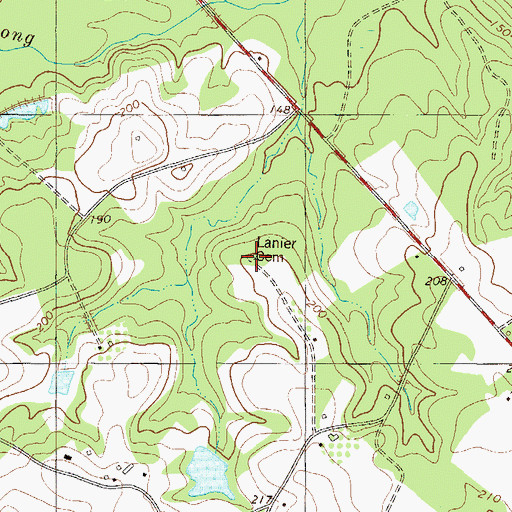 Topographic Map of Lanier Cemetery, GA