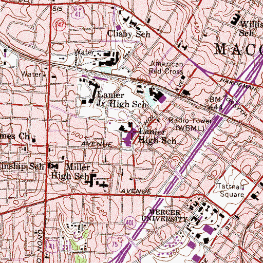 Topographic Map of Lanier High School, GA