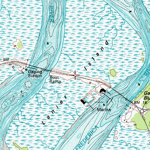 Topographic Map of Lanier Island, GA