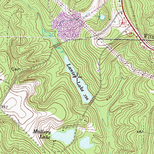 Topographic Map of Lanier Lake, GA