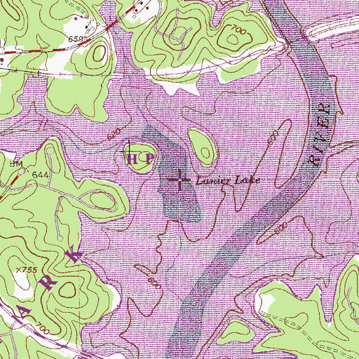 Topographic Map of Lanier Lake (historical), GA