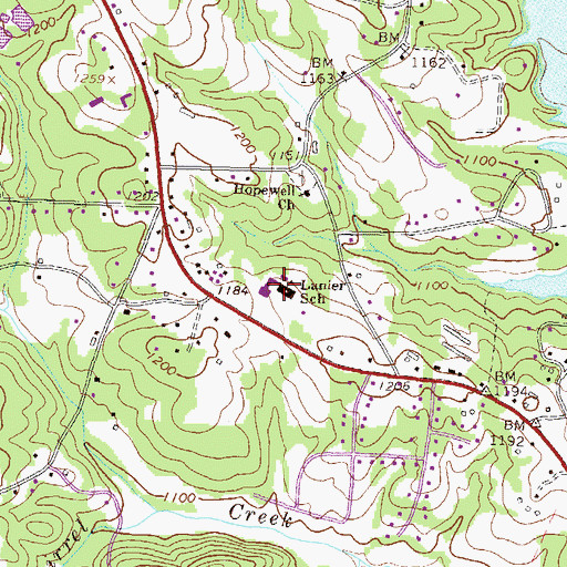 Topographic Map of Lanier Elementary School, GA