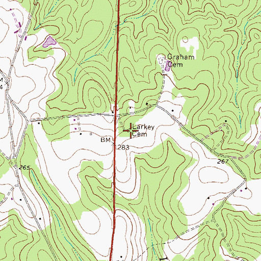 Topographic Map of Larkey Cemetery, GA