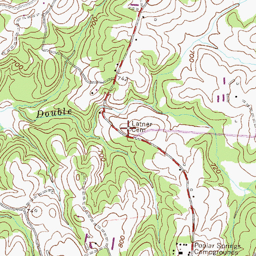 Topographic Map of Latner Cemetery, GA