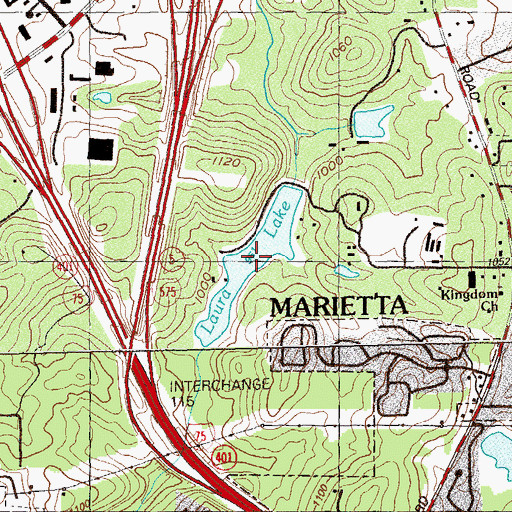 Topographic Map of Laura Lake, GA