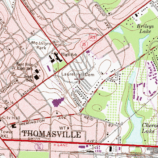 Topographic Map of Laurel Hill Cemetery, GA