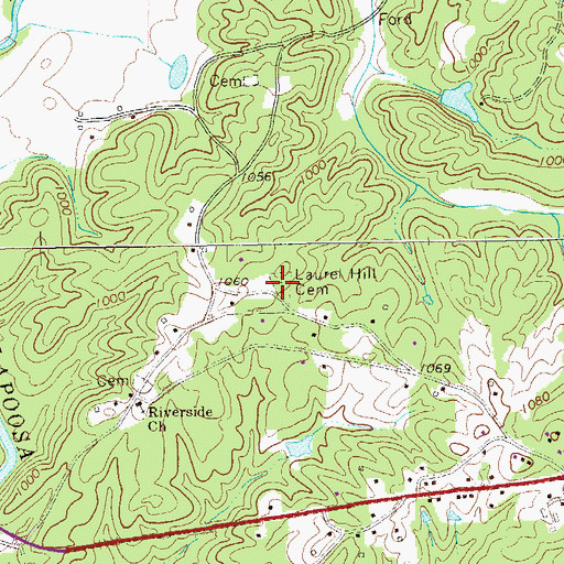 Topographic Map of Laurel Hill Cemetery, GA