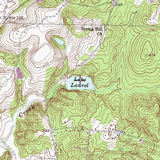 Topographic Map of Lake Laurel, GA