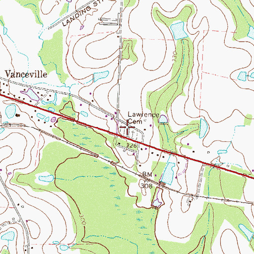 Topographic Map of Lawrence Cemetery, GA