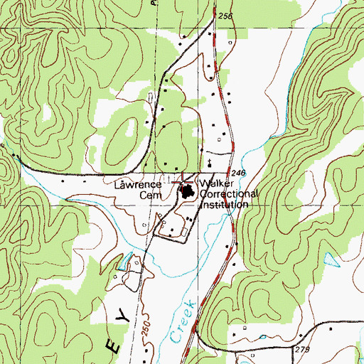 Topographic Map of Lawrence Cemetery, GA