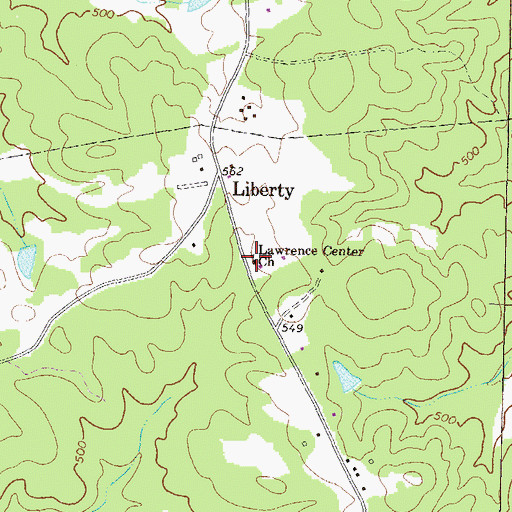 Topographic Map of Lawrence Center Church, GA