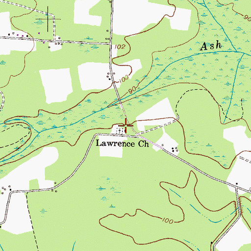 Topographic Map of Lawrence Church, GA