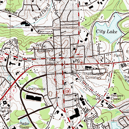 Topographic Map of Lawrenceville, GA