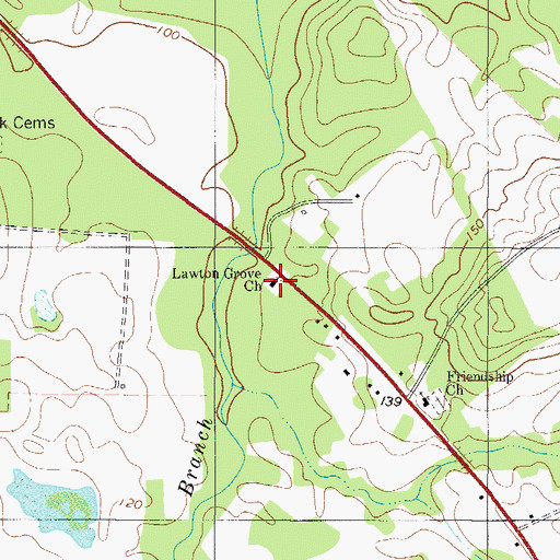 Topographic Map of Lawton Grove Church, GA