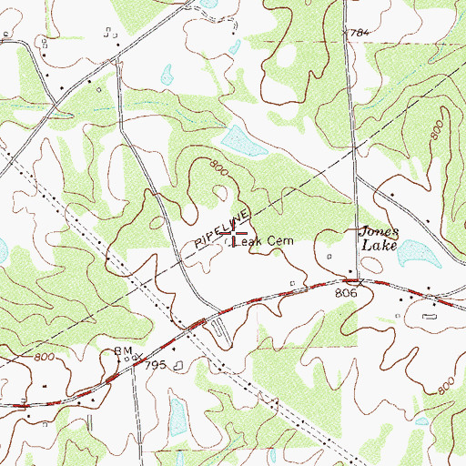 Topographic Map of Leak Cemetery, GA