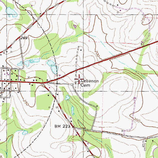 Topographic Map of Lebanon Cemetery, GA