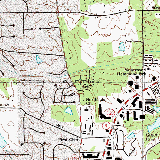 Topographic Map of Lebanon Cemetery, GA