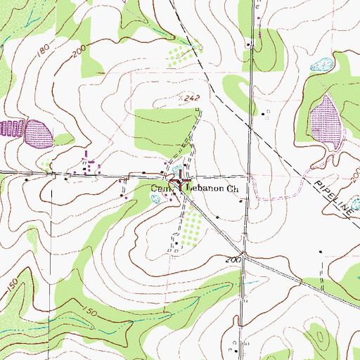 Topographic Map of Lebanon Church, GA