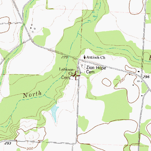 Topographic Map of Lebanon Church, GA