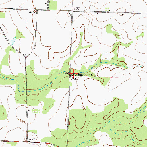 Topographic Map of Lebanon Primitive Baptist Church, GA