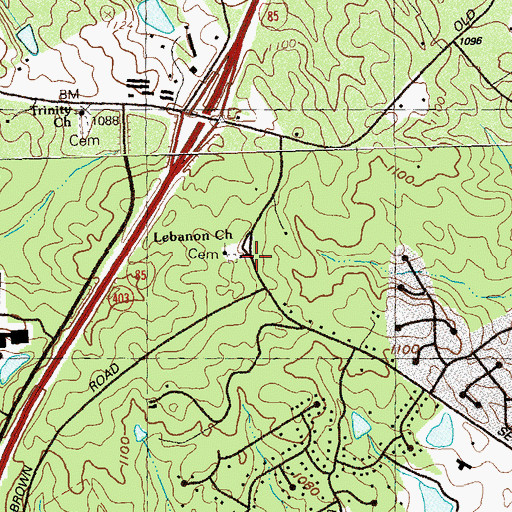 Topographic Map of Lebanon Church, GA