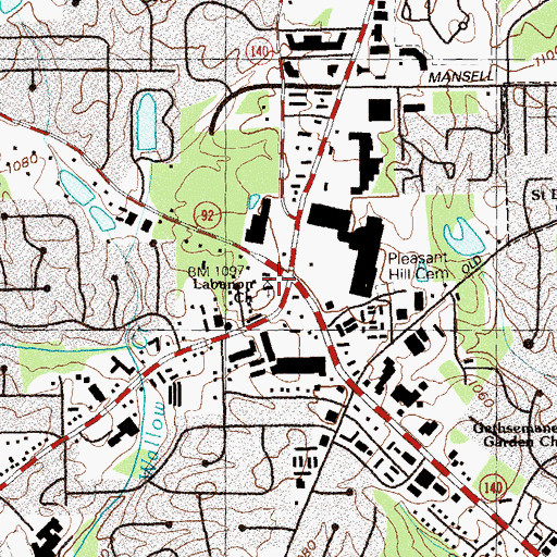 Topographic Map of Lebanon Church, GA