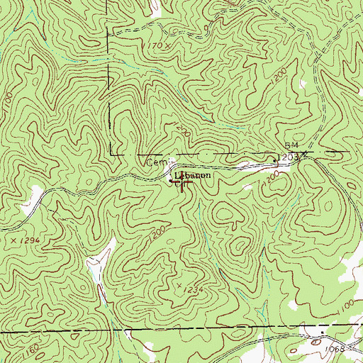 Topographic Map of Lebanon Church, GA
