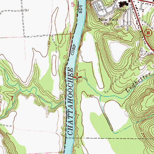 Topographic Map of Ledbetter Branch, GA