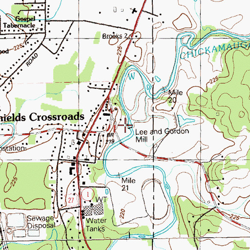 Topographic Map of Lee and Gordon Mill, GA