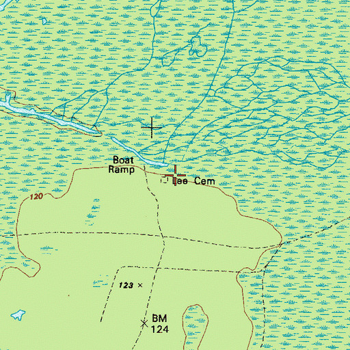 Topographic Map of Lee Cemetery, GA