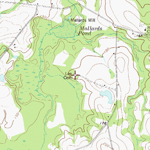 Topographic Map of Lee Cemetery, GA