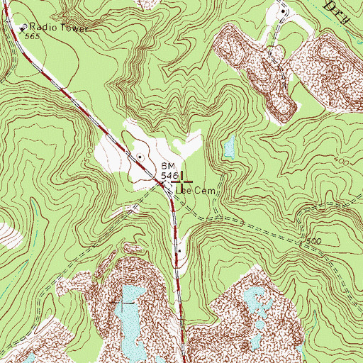 Topographic Map of Lee Cemetery, GA