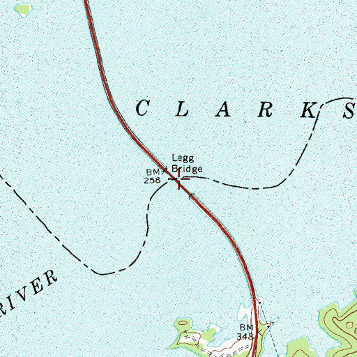 Topographic Map of Legg Bridge, GA