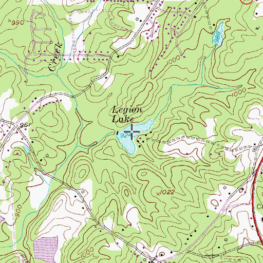 Topographic Map of Legion Lake, GA