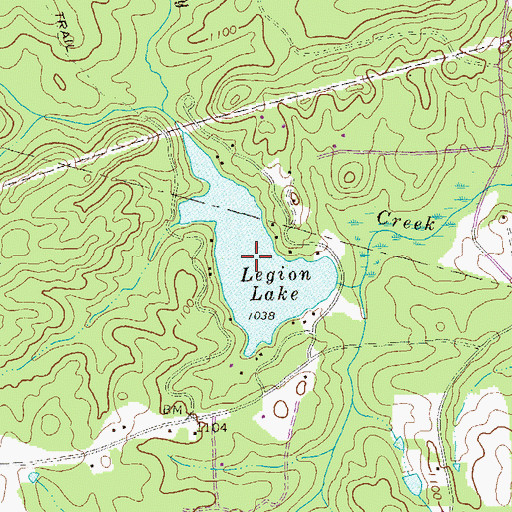 Topographic Map of Legion Lake, GA