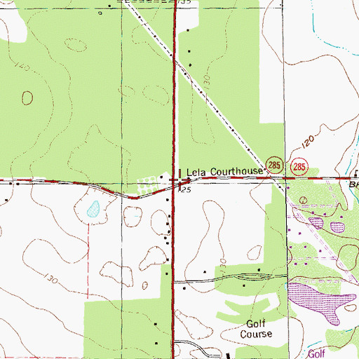 Topographic Map of Lela Courthouse, GA