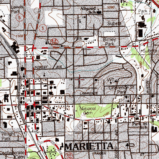 Topographic Map of Lemon Street High School, GA