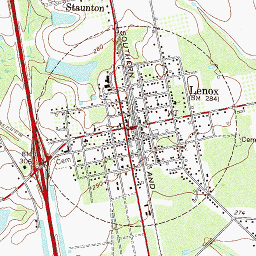 Topographic Map of Lenox, GA