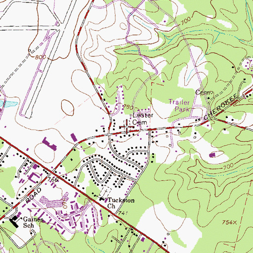 Topographic Map of Lester Cemetery, GA