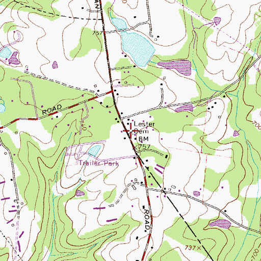 Topographic Map of Lester Cemetery, GA
