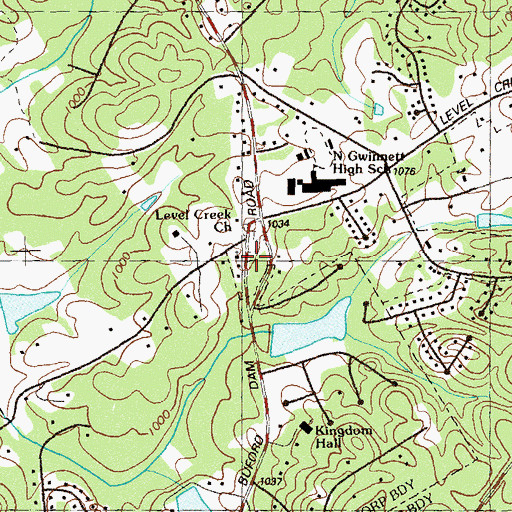 Topographic Map of Level Creek Church, GA