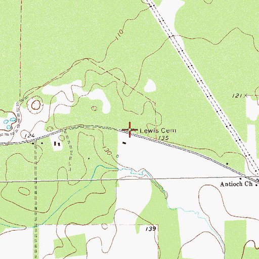Topographic Map of Lewis Cemetery, GA