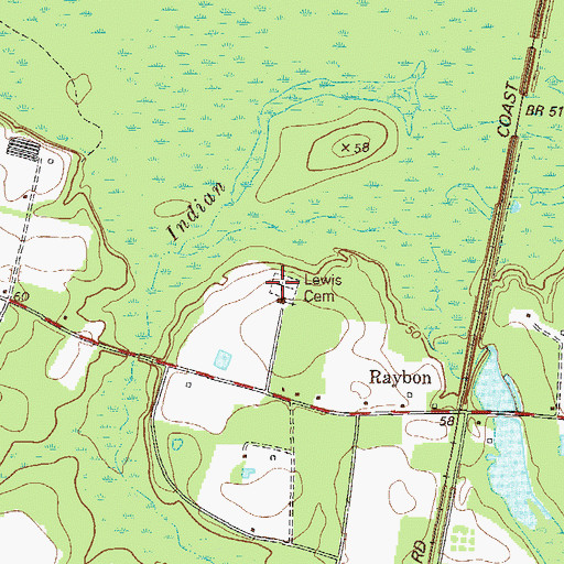 Topographic Map of Lewis Cemetery, GA