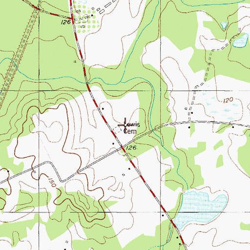 Topographic Map of Lewis Cemetery, GA