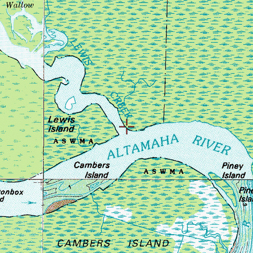 Topographic Map of Lewis Creek, GA