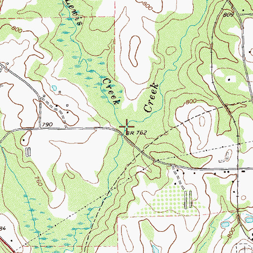 Topographic Map of Lewis Creek, GA